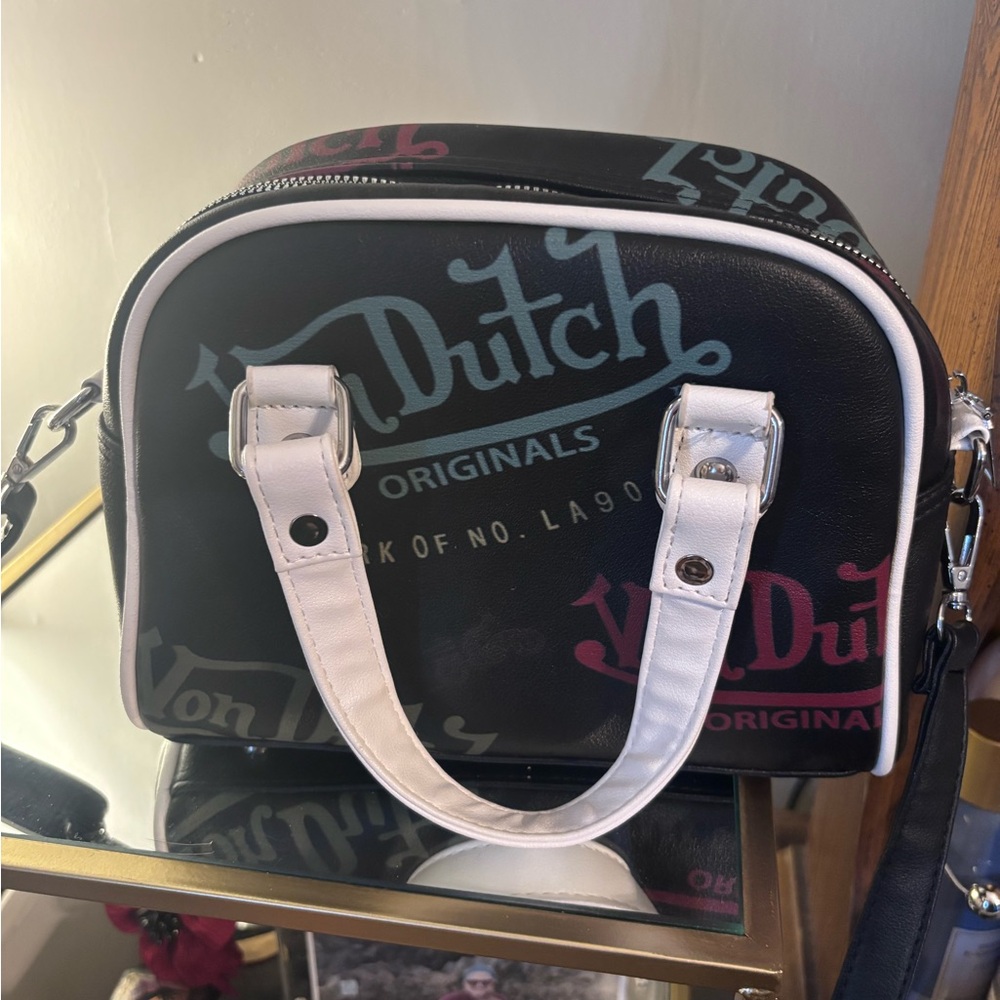 Von Dutch Black and White Satchel